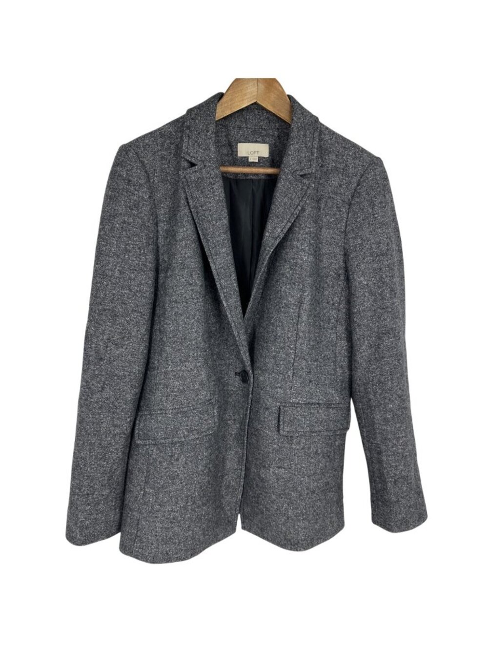 Loft Gray Single Button Closure Women's Career Workwear Blazer Size 8